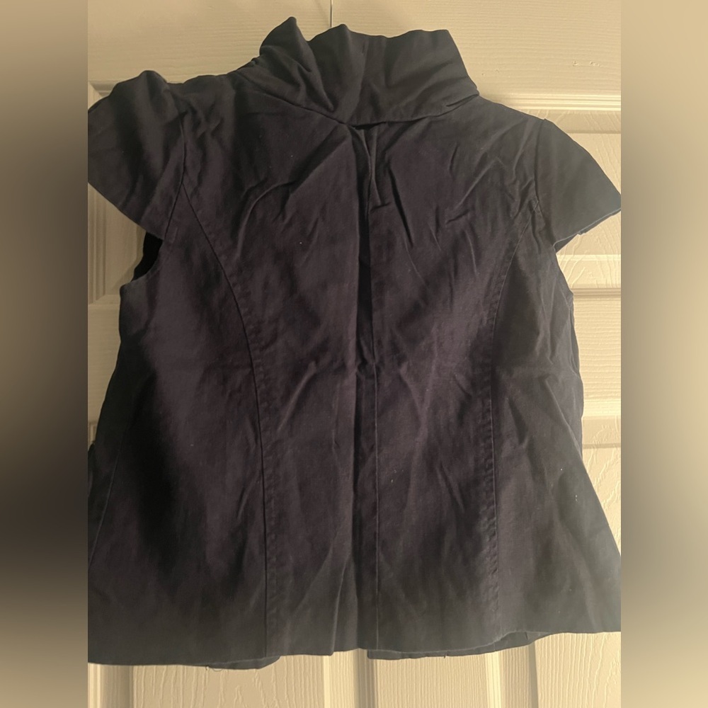 Navy Short Sleeve Jacket with Pockets - Picture 4 of 4
